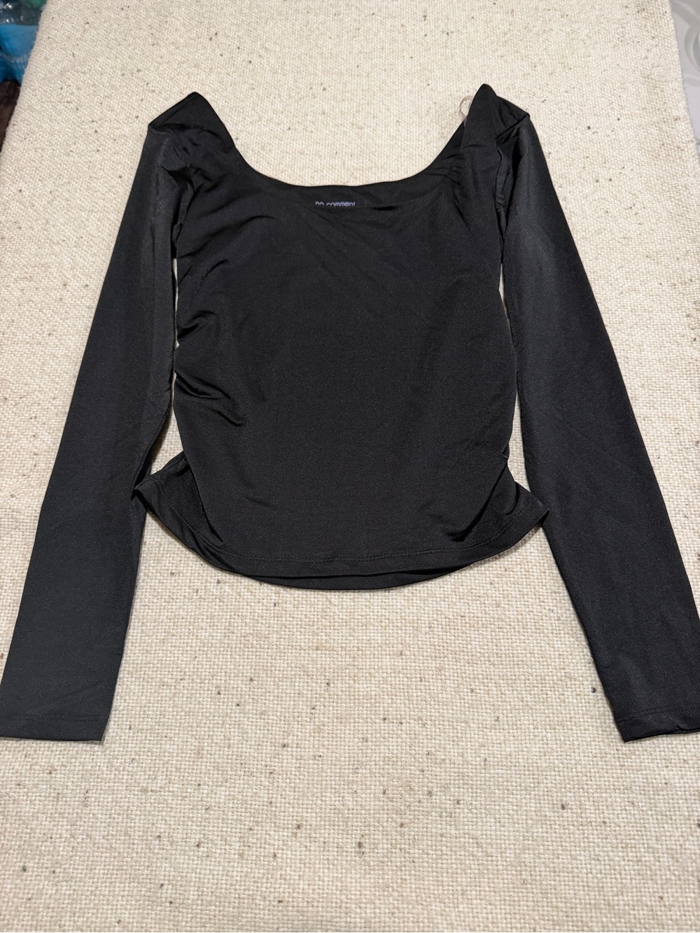 Classic Black Long-Sleeve Square Neck Blouse